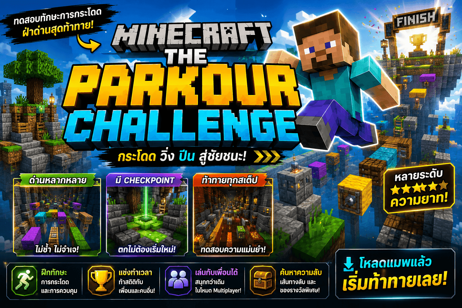 Minecraft The Parkour Challenge แมพกระโดดสุดท้าทาย