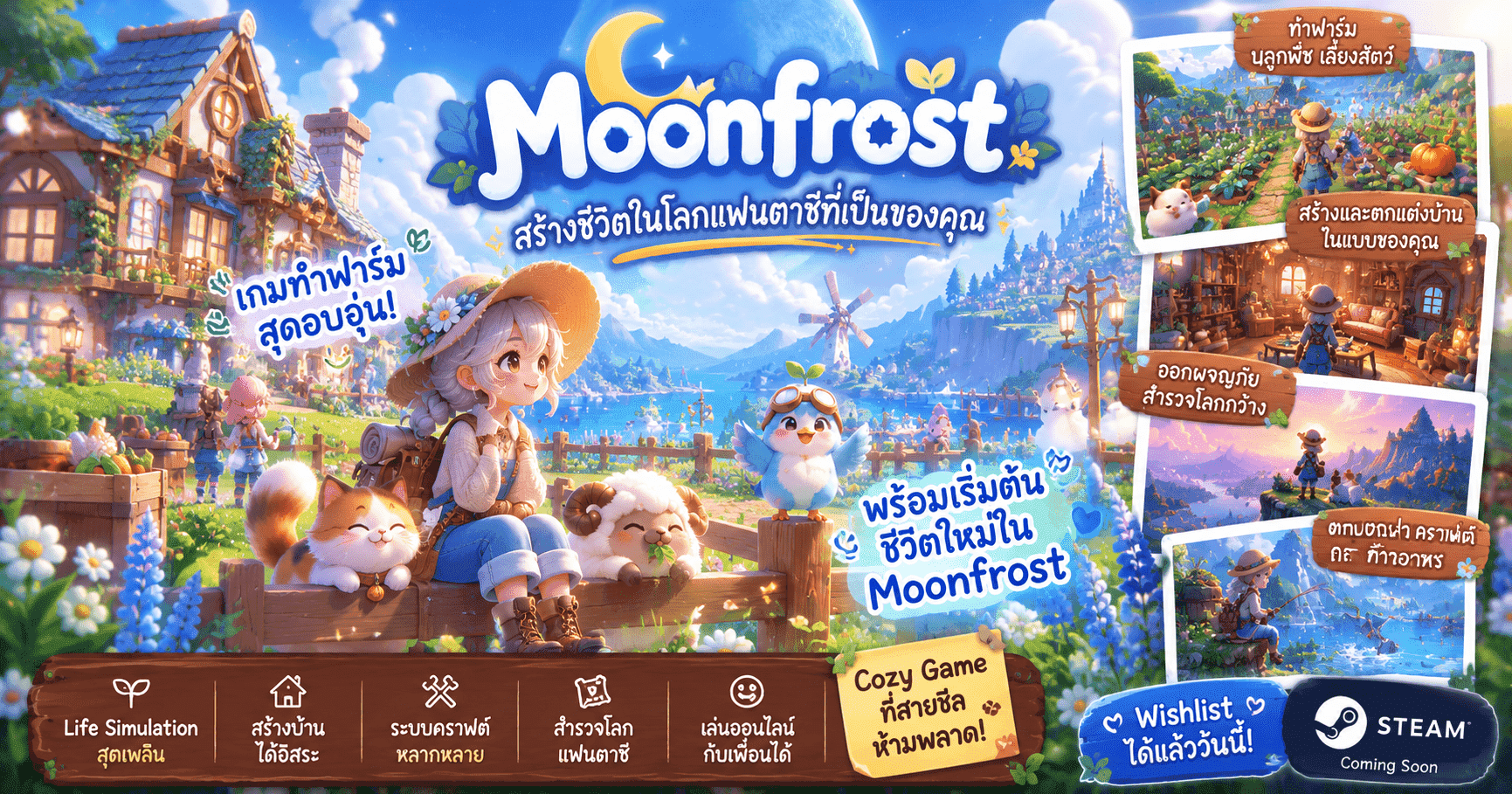 Moonfrost เกม Life Sim ฟาร์ม ผจญภัย